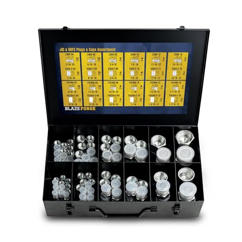 144 Pcs JIC & ORFS Cap and Plug Kit – Hydraulic Line Caps and Plugs Fitting Set, AN Flare & O Ring Seal Flat Face Adapters for Industrial Equipment, Hose & Tube Maintenance - Dash Sizes 4 6 8 10 12 16