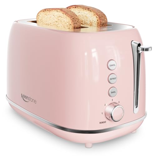 Toaster 2 Slice Stainless Steel with 6 Bread Shade Settings, Bagel, Cancel, Defrost Function, 2 Slice Retro Toaster with Extra Wide Slot, Removable Cr