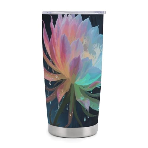 FekiLoot Two Tone Epiphyllum Tumbler with Lid And Straw Vacuum Insulated Travel Coffee Mug 20 Oz Stainless Steel Tumblers Double Wall Car Cup Leak Proof Water Bottles for Hot And Cold Drink