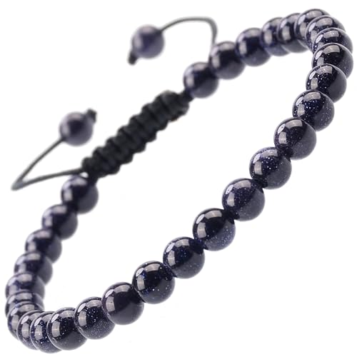 Image of MASSIVE BEADS Natural Healing Power Gemstone Crystal Beads Unisex Adjustable Macrame Bracelets, 6mm, Stone, sandstone
