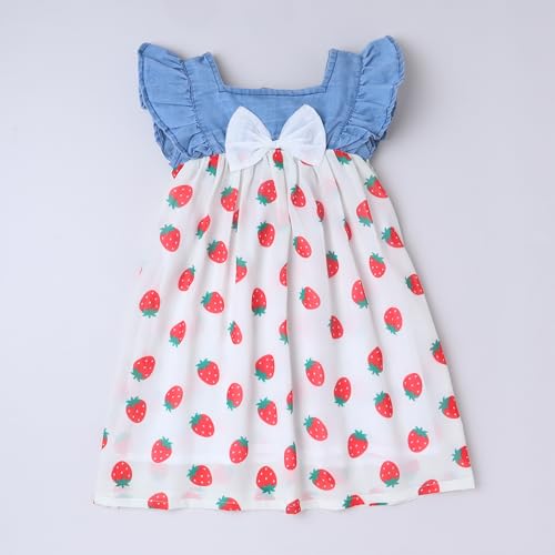 Image of Dresses for Kids Girls, Stylish Knee Length Once Piece Denim Frocks for Girls, Casual Dress for Summer & Special Occasion