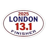 Charmed Running Brand London Half Marathon 13.1 Finisher Removable Bumper Sticker Window Decal with Custom Year Option