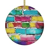 Árbol de Navidad con estampado de ladrillos coloridos de graffiti, adorno de Navidad de cerámica para el hogar, centro comercial, vacaciones