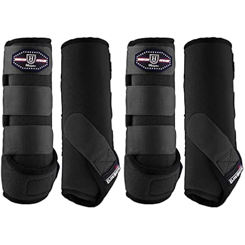 Harrison Howard Horse Sport Medicine Front Shock-Absorbing Boots All-Round Lower Limb Protection & Support Sport Boots Athletic Boots Perfect for Endurance Training and Performance Piano Black L Cover