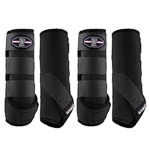 Harrison Howard Horse Sport Medicine Front Shock-Absorbing Boots All-Round Lower Limb Protection & Support Sport Boots Athletic Boots Perfect for Endurance Training and Performance Piano Black L