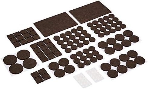 Amazon Basics Felt Furniture Pads, Brown and Transparent, 136 pcs,Black,2''