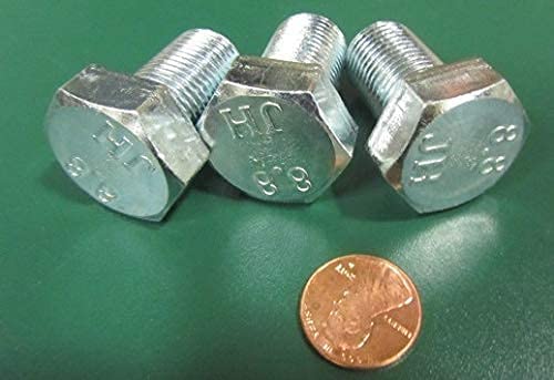 8.8 Zinc Steel Hex Head Bolts FT M16 x 1.5 mm x 25 mm Long 10 pcs