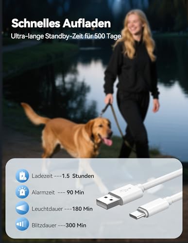 TECKNET Persönlicher Alarm für Frauen, Taschenalarm mit 130dB Sirene und LED Signalleuchte, USB Type-C Wiederaufladbar Self Defense, Persönlicher Alarm, Kinder, ältere Menschen, Nachtschicht