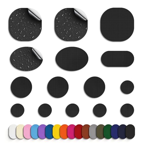 Daunenjacke flicken Reparaturset –Flicken für Daunenjacke, 45 Stück selbstklebend Stoff Nylon, wasserdicht, Reißfest, Reparaturflicken aufnäher für Jacke, Zelt, Schlafsack, Schwarz