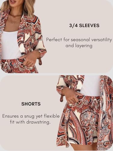 Image of GRECIILOOKS Co-ord Set for Women Stylish | Women Co-Ord Pajama Set | Stylish Night Dress & Beach Outfit | 2 Piece Printed Shirt & Shorts Loungewear | Comfortable Pajama Sets for Womens