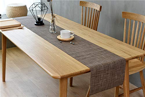 Zupro Compatible Placemats Table Runner, Crossweave Woven Vinyl Table Runner Washable 30Cmx180Cm（11.8 Inch X 70.8 Inch(1 Piece Table Runner，Hemp Brown) #TOP5