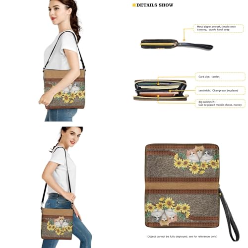 Image of Bucket Crossbody Bag Set for Women Lady, Leather Purse and Wallet Set Large Bucket Bag with Wallet