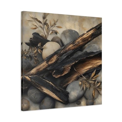 Toile bois brûlé marron gris pour habiller un grand mur vide