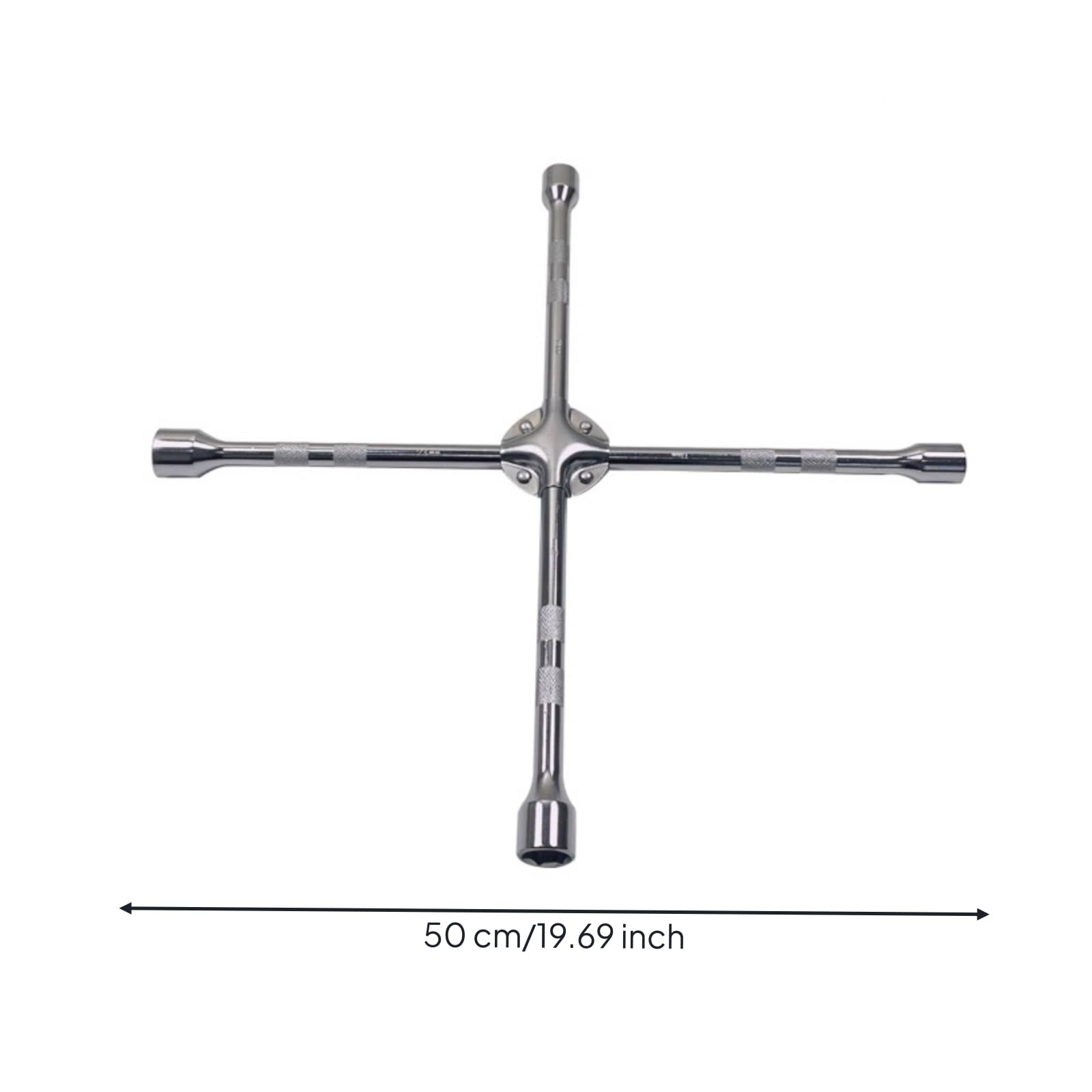Perfeclan Llave Cruz Neumáticos Llave de Rueda Llave de Tuercas Llave de Cruz Construcción de Acero Cromo Vanadio con Recubrimiento Plateado y Mango Moleteado