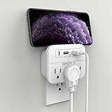 Multi Plug Outlet Extender, Surge Protector Power Strip with 3 USB Wall Charger(Total 3.4A), Wall Mount Adapter for Home Office School, ETL Certified