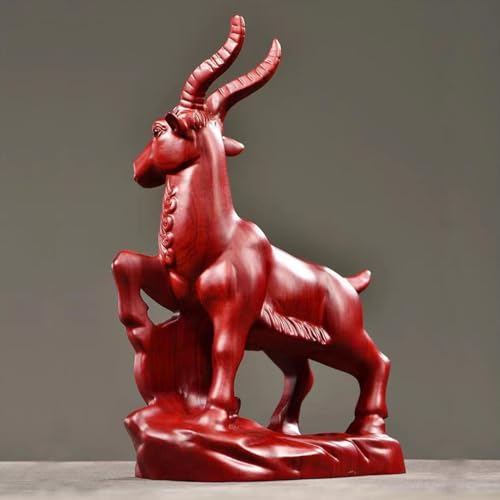 Estatua pequeña de cabra de madera Feng Shui 4.7 pulg miniatura 7