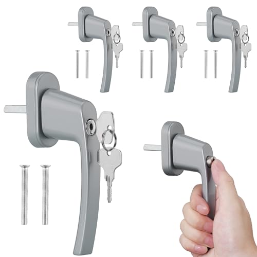 kwmobile 4x Poignee porte bloque fenetre - 4x Poignée avec verrou longueur tige 35 mm avec serrure aluminium et clé - Bloc fenetre securite enfant avec clé...