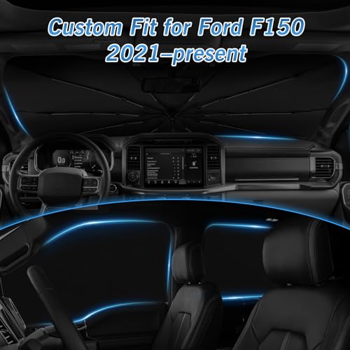 Image of KUST Windshield Sun Shade Umbrella for Ford F150 Hybrid 2021 2022 2023 2024 2025 2026 Rear Window Shades 100% UV Protection and Blackout Privacy 5PCS Car Window Covers Accessories