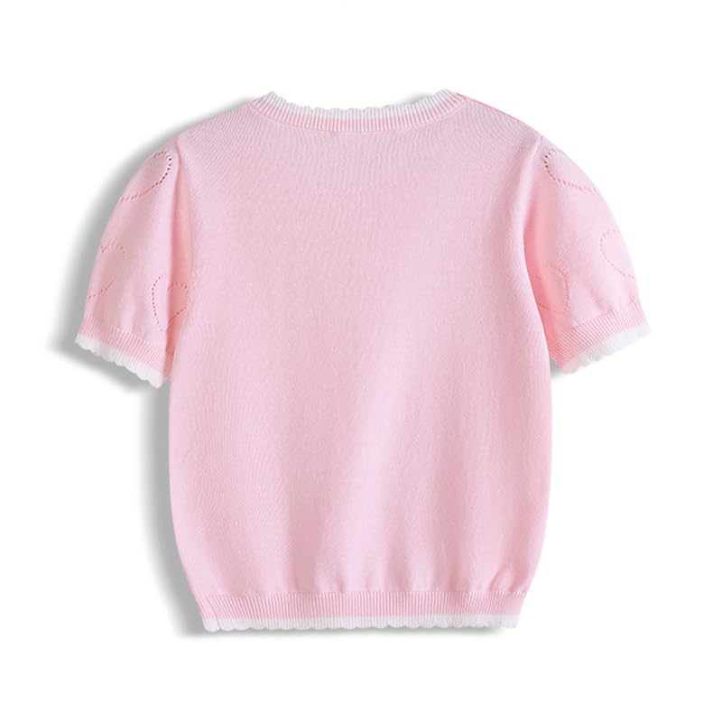 Girls Toddler Short Sleeve Knit Pullover Sweater Crew Neck Cute Tops,2-8 Years2