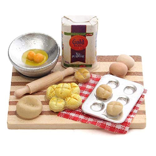 1/12 Puppenstuben Mini Lebensmittel Eier Milch Brot Modell für Miniatur-Bäckerei Dekoration