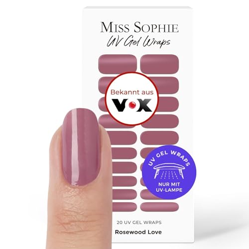 Original Miss Sophie UV Gel Nagelfolien Rosewood Love UV I 20 UV Gel Nagellack-Streifen einfarbig I Für Finger- & Fußnägel
