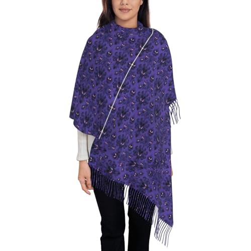Haunted Mansion 77.6"*28.3" Print Fringed Scarf Shawl For Women Lightweight Scarf Fall Winter Thick Scarf3