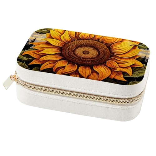 Boîte à bijoux de voyage tournesol pour bagues et colliers