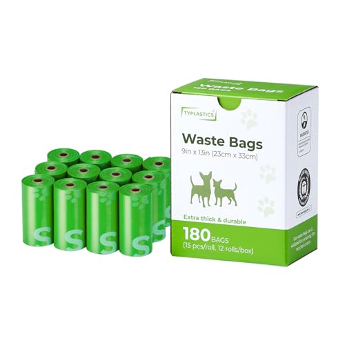 Image of TYPLASTICS Poop Bags for Dogs, 180 Count, 13 inchx 9 inch, Unscented, 12 Pack of 15 | Refuse Cleanup, Outdoor Walking & Travel, Unscented