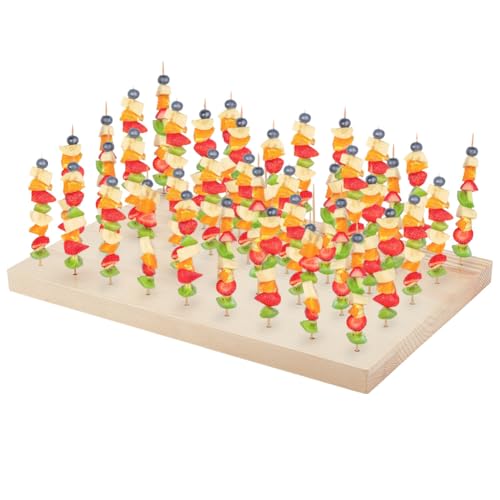PH PandaHall Présentoir à Brochettes en Bois 45 trou pour Aliments Fruits Brochettes Support Figurines en Argile Plateau de Présentation pour Apéritifs...