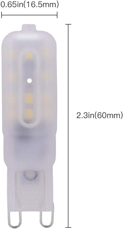 G9 LED Bulbs 6000K Daylight White 5W Dimmable Frosted Light Lamps 50W Halogen Equivalent 750 Lumen CRI >90Ra T4 G9 Bi-Pin Base 120V,6 Pack