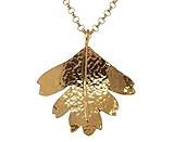 Claire Hawley Handcrafted Sterling Silver & Gold Vermeil Hawthorn Tree Leaf Pendant & Chain
