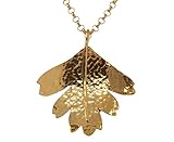 Claire Hawley Handcrafted Sterling Silver & Gold Vermeil Hawthorn Tree Leaf Pendant & Chain