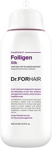 DR.FORHAIR Folligen Silk Treatment 300 ml/10.14 fl. oz. | Damaged Scalp and Hair Care | Nourishing Gentle Treatment | Hair Strengthening | Hypoallergenic