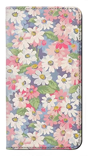 Etui flip housse cuir pour iPhone 15 Plus floral flower art clapet antichoc