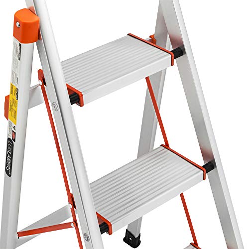 LUISLADDERS 4 Step Ladder Aluminum Lightweight Folding Step Stool Portable Home and Kitchen Anti-Slip Stepladder 330lbs EN131 (4 Step)