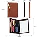Lcjtop Junior Business Padfolio - A5 PU Leather Portfolio Binder & Zippered Binder Folder with 5 x 8 Writing Pad and Interior Storage Pocket Executive Business Organizer for Men Women,Brown