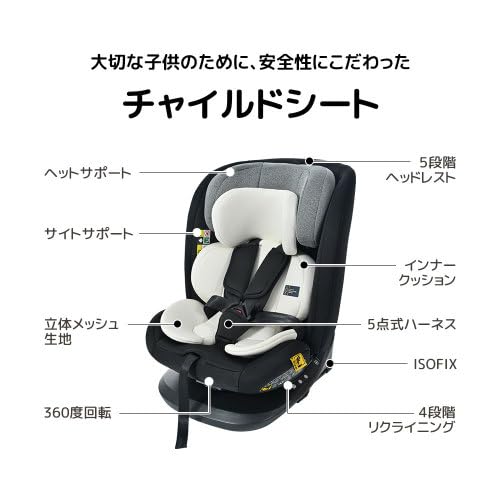 Amazon | BTM チャイルドシート 新生児 ISOFIX 0歳～12歳頃 360度回転 
