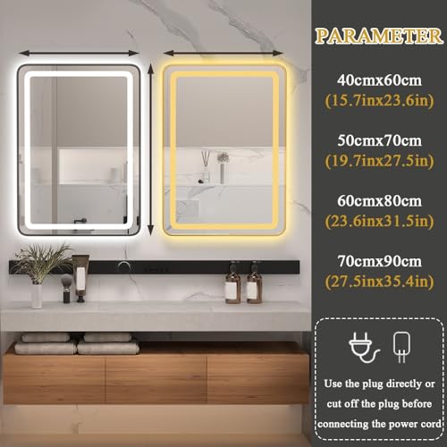 Espejo de baño LED de alta gama con marco de metal decorativo y doble luz de pared 8