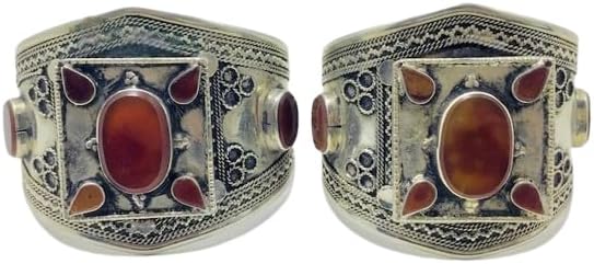 Handmade Boho Kuchi Cuff Bracelet inlaid With Stones, Tribal Ethnic Cuff Bracelet, Afghan Bracelet, Silver Kuchi Jewelry, Boho Cuff