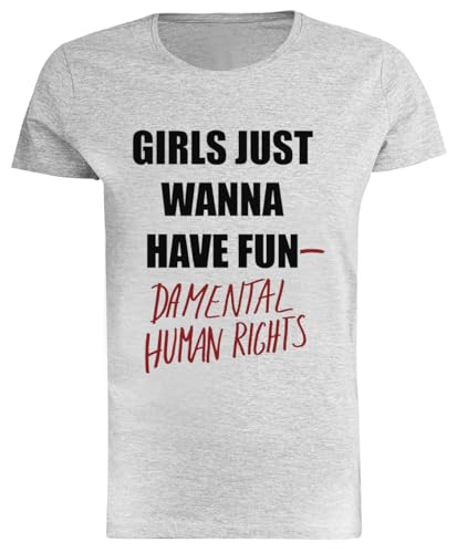 Photo de Générique Girls Just Wanna Have Fundamental T-Shirt Gris Femme Régulier À Manches Courtes