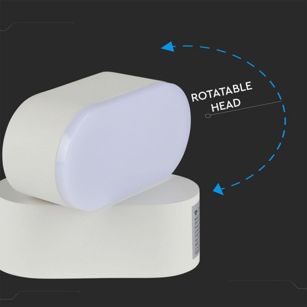 V-TAC Nowoczesna lampa LED obracana pojedyncza głowica – wodoszczelna IP65 – regulowany kąt oświetlenia 6 W, aluminium 4000 K światło dzienne [kompatybilny z czujnikiem] aluminium 6 W, biały korpus