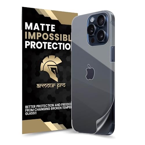 Image of ArmourPro Matte Back Screen Protector for iPhone 15 Pro Max, Premium Ultra Thin TPU Back Membrane Guard, Anti-Glare, Bubble-Free, Edge to Edge Coverage, Fingerprint Friendly | 1 Pack