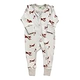 PARADE Organic Signature Print '2-Way' Zip Romper - Long Sleeve Foxes 18-24M no mitts