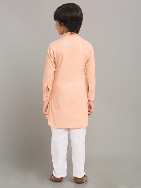 Image of Traditional Ethnic Wear Cotton Kurta Pyjama Set For Kids & Boys