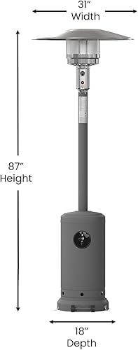 Miniatura 3 de Flash Furniture Sol Patio - Calentador de propano de acero inoxidable gris pizarra de 40,000 BTU con ruedas para uso comercial y residencial, 7.5