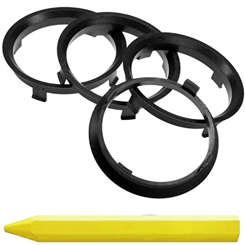 RKC 4X Anneaux de centrage Noirs 71,6 mm x 67,1 mm de centrage + 1x Crayon de Cire en Vert Made in Germany