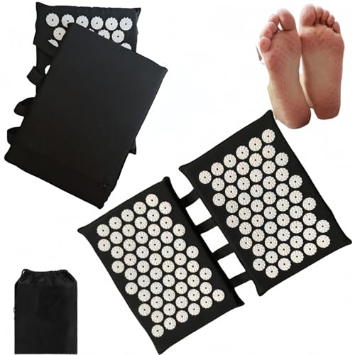 Ymoryiyi Esterilla de acupresión para pies y espalda, 2 x 33 cm, tabla de uñas médica con 110 puntas de ABS, lavable, con bolsa de almacenamiento