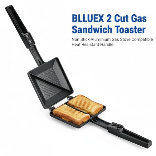 Image of Classic Gas Sandwich Toaster, Non-Stick Aluminum Sandwich Maker, Flame-Proof Design, Heat-Resistant Handle, Gas Stove Compatible