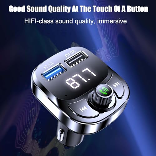image for ACECAR Bluetooth 5.3 FM Transmitter Car Adapter - Hands-Free Calling, 