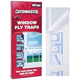 Catchmaster Window Fly Traps 96-Pack, Fruit Fly Traps for Indoors, Disposable Bulk Bug Catcher, Waterproof Insect Glue Trap, Adhesive Strips, Pest Control for Home, Kitchen, & Garage